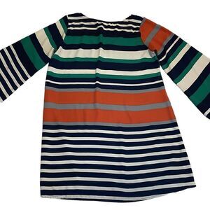 Silky Fall Dress, Yahada, Wide Stripes, medium, tunic, 3/4 bell sleeves